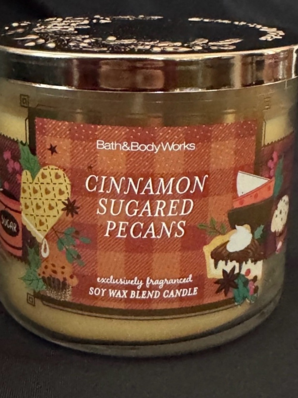 Bath & Body Works Cinnamon Sugared Pecans Candle - Gold and Orange Label